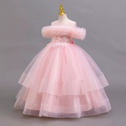 Rochita eleganta roz deschis Amelia 3-12 ani lunga
