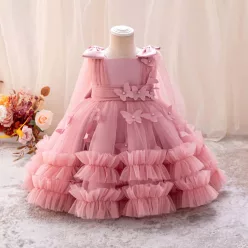 Rochita eleganta fetite roz pudra Odette 1-8 ani