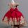 Rochie eleganta fete Leonide 3-12 ani rosie bordo cu broderie aurie cu trena