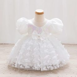   Rochita eleganta fetite alba Zenaida1-7 ani lungime medie cu fluturi