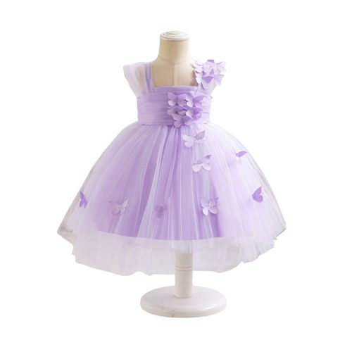 Rochita tulle mov cu fluturi si trena 0-4 ani ocazie fetite Alezzia
