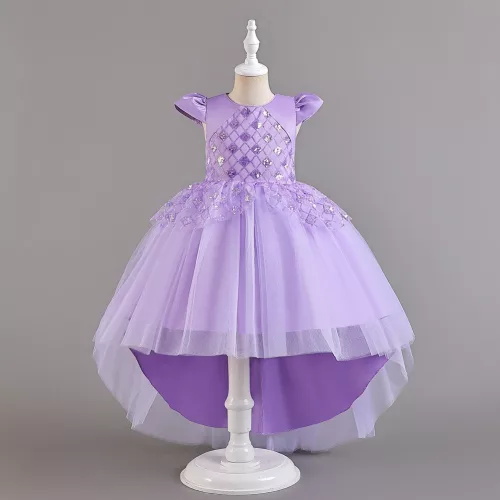 Rochita mov nunta eleganta fetite cu trena Emidale si paiete