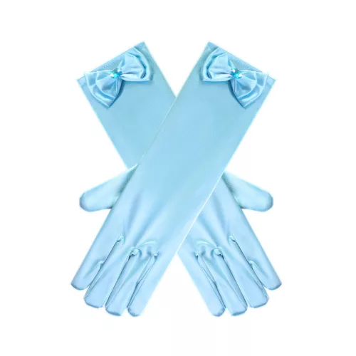 Manusi albastre elegante pentru fetite cu fundite tip printesa
