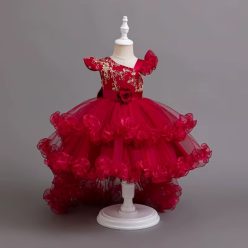 Rochie eleganta fete Lisanda 3-12 ani bordo cu trena