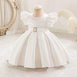 Rochita eleganta fetite alba Eliana 1-7 ani lungime medie