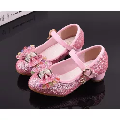 Pantofi fetite eleganti cu toc Ana roz