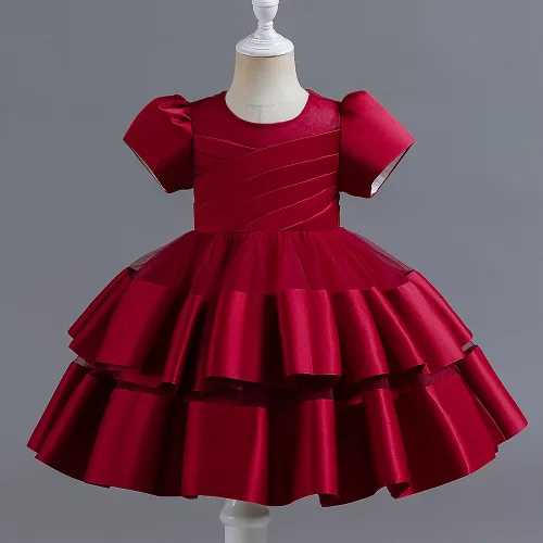 Rochita simpla eleganta Melinda 2-8 ani bordo lungime medie