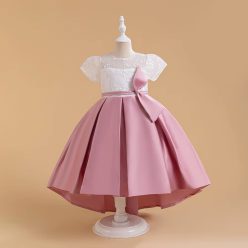 Rochie eleganta fete Maria 3-12 ani roz cu trena