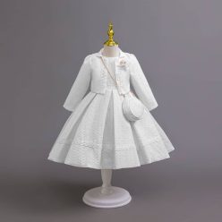 Rochita cu bolero si gentuta Tiana alba 4-10 ani lungime medie