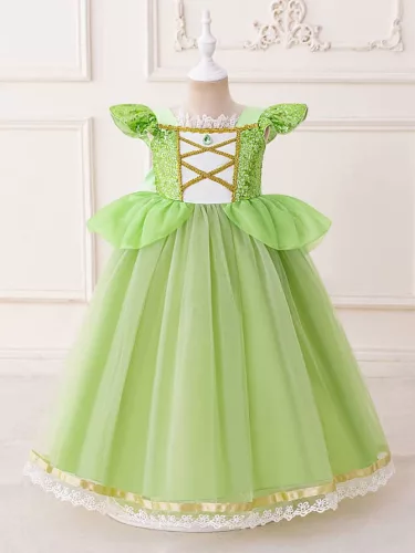 Rochita printesa Aurora roz fucsia 3-10 ani lunga