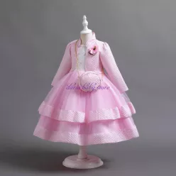 Rochita roz  Limea 3-12 ani cu bolero si gentuta