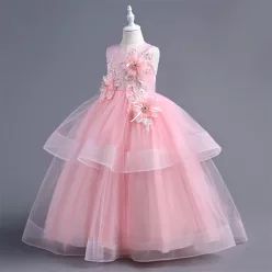 Rochita elegante fete Camilla 5-12 ani roz lunga