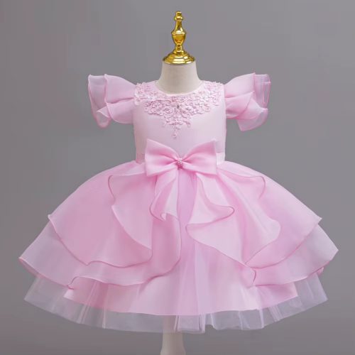 Rochii elegante fete sebare banchet roz deschis Victoria 3-12 ani lungime medie