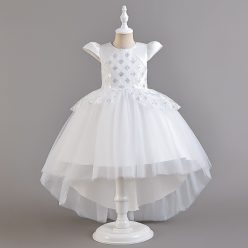 Rochita alba eleganta fetite cu trena Emidale si paiete