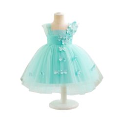   Rochita tulle verde cu fluturi si trena 0-4 ani ocazie fetite Alezzia