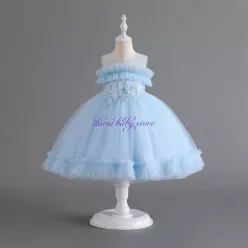   Rochita  Amanda 1-6 ani lungime medie albastru deschis cu paiete