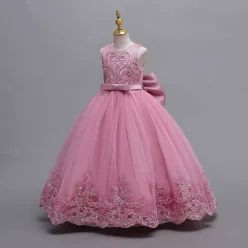 Rochita elegante fete Melody 5-15 ani roz pudra lunga