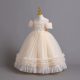 Rochita elegante fete Ivana 3-12 ani crem lunga