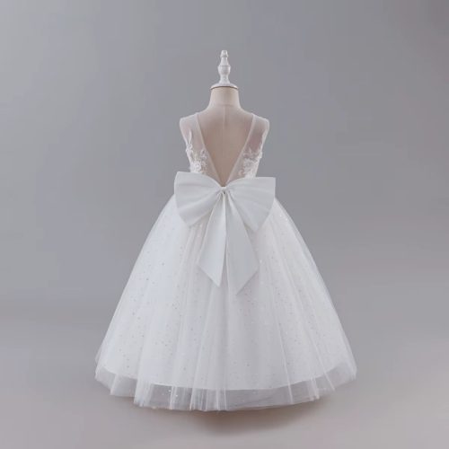 Rochita alba eleganta copii nunta petrecere Cleopatra 4-10 ani lunga fara maneci