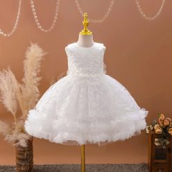 Rochita de ocazie fetite alba Margo 3-12 ani lungime medie