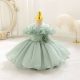Rochite elegante fete Evia 0-4 ani verde olive cu guler Bardot si paiete