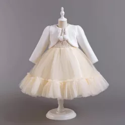 Rochita Adelie 3-12 ani crem cu bolero inclus 