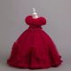 Rochita eleganta bordo Viven 3-12 ani lunga stil bardot