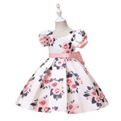   Rochita cu trandafiri roz Casual Serena 3-12 ani lungime medie