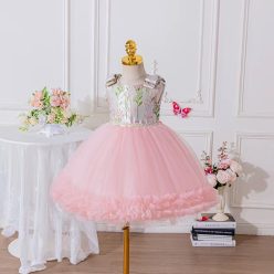   Rochita eleganta fetite roz Evidia 4-7 ani lungime medie fara maneci