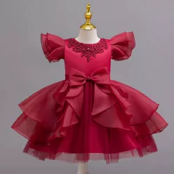   Rochii elegante fete sebare banchet rosie bordo Victoria 3-12 ani lungime medie