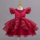 Rochii elegante fete sebare banchet rosie bordo Victoria 3-12 ani lungime medie