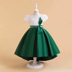 Rochie eleganta fete Maria 3-12 ani verde cu trena