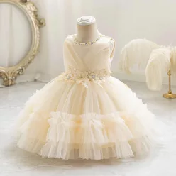 Rochita botez eleganta fetite Enia 0-4 ani crem