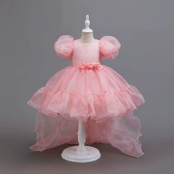   Rochita eleganta copii roz Fabiana cu trena 2-8 ani lungime medie