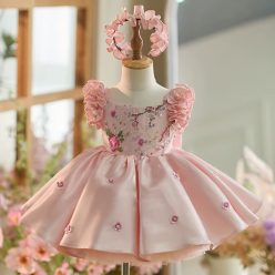 Rochita botez roz cu paiete Sonia Deluxe Volume 0-12 ani 