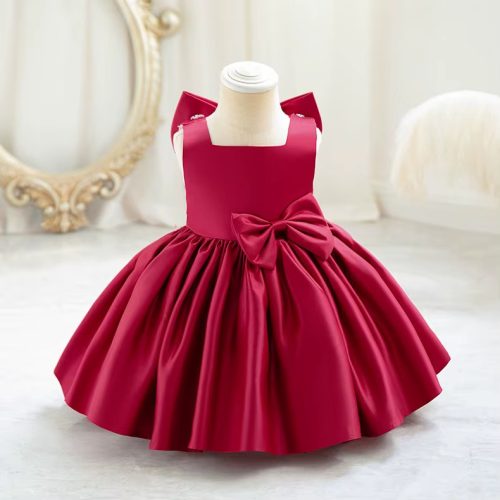 Rochita fetite eleganta bordo Diandra 0-12 ani cu funda la spate