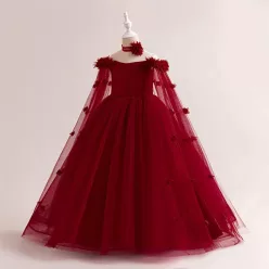 Rochita Ayanna 6-12 ani rosu bordo lunga 