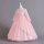 Rochie de ocazie fete Evelina roz deschis 3-12 ani broderie paiete dantela si maneca lunga