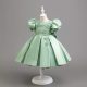 Rochita eleganta fetite nunta Sintia verde 2-12 ani lungime medie aspect satinat cu broderie