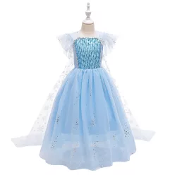   Rochita  Elsa albastru 3-12 ani fara manecute model 5 IN STOC