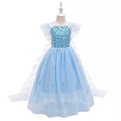 Rochita  Elsa albastru 3-12 ani fara manecute model 5 IN STOC