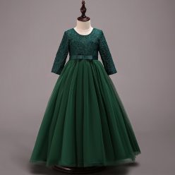 Rochita verde Jasmine lunga cu maneca lunga 4-15 ani