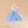 Rochita banchet eleganta fetite bleu Elizee 5-9 ani lungime medie cu funda mare in fata