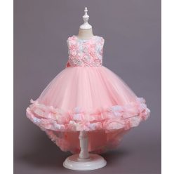 Rochita  Rose 3-12 ani cu trena roz si trandafiri