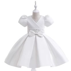   Rochita alba eleganta Anastasia 3-12 ani lungime medie clasica