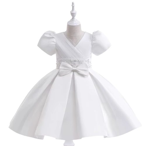 Rochita alba eleganta Anastasia 3-12 ani lungime medie clasica