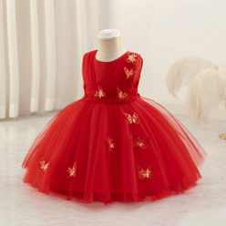 Rochita cu fluturi fetite eleganta rosie Rebeca 0-4 ani