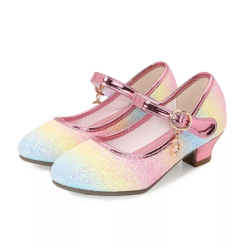 Pantofi cu toc fetite curcubeu eleganti glitter Ema 26-38