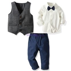   Set Roberto albastru camasa, pantaloni, vesta, papion 1-6 ani 