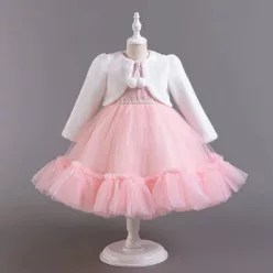 Rochita Adelie 3-12 ani roz cu bolero inclus 